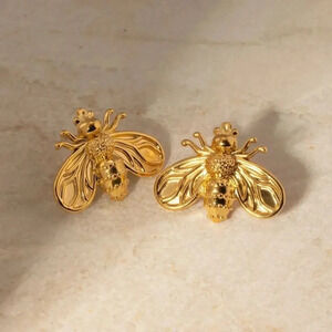 Bee Golden 18K Gold Plated Stainless Steel Waterproof Earrings